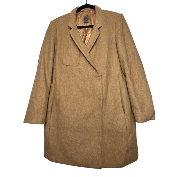 GAP Jackets & Blazers - Gap Wool Car Coat Camel Tan Womens Large Double Breasted Tan Trench Dress Coat